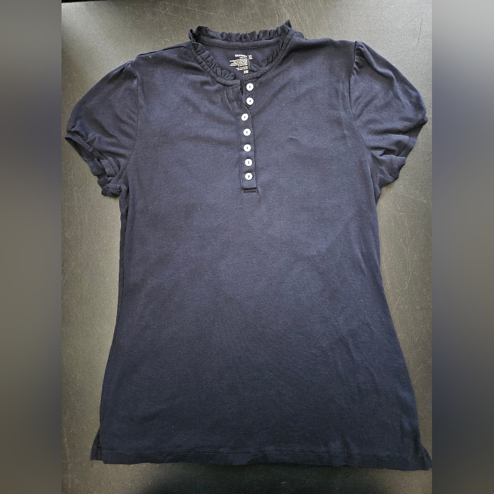 Vintage '08 - NWT Old Navy Button-Up Cotton Navy Blue Jersey - Size XL